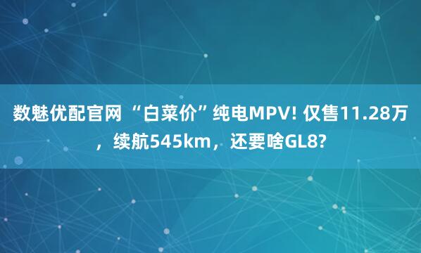 数魅优配官网 “白菜价”纯电MPV! 仅售11.28万，续航545km，还要啥GL8?