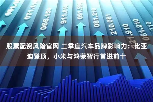 股票配资风险官网 二季度汽车品牌影响力：比亚迪登顶，小米与鸿蒙智行首进前十
