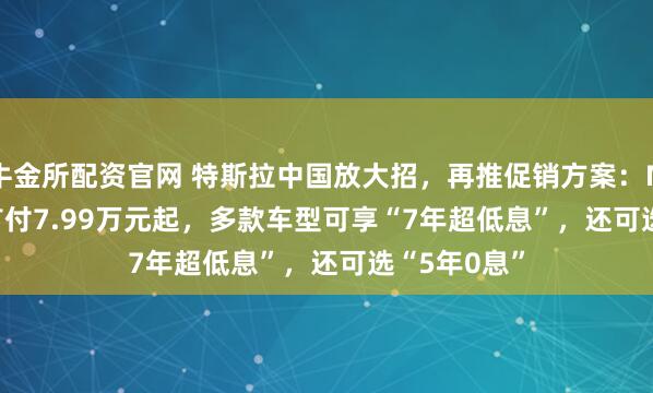 牛金所配资官网 特斯拉中国放大招，再推促销方案：Model 3/Y首付7.99万元起，多款车型可享“7年超低息”，还可选“5年0息”